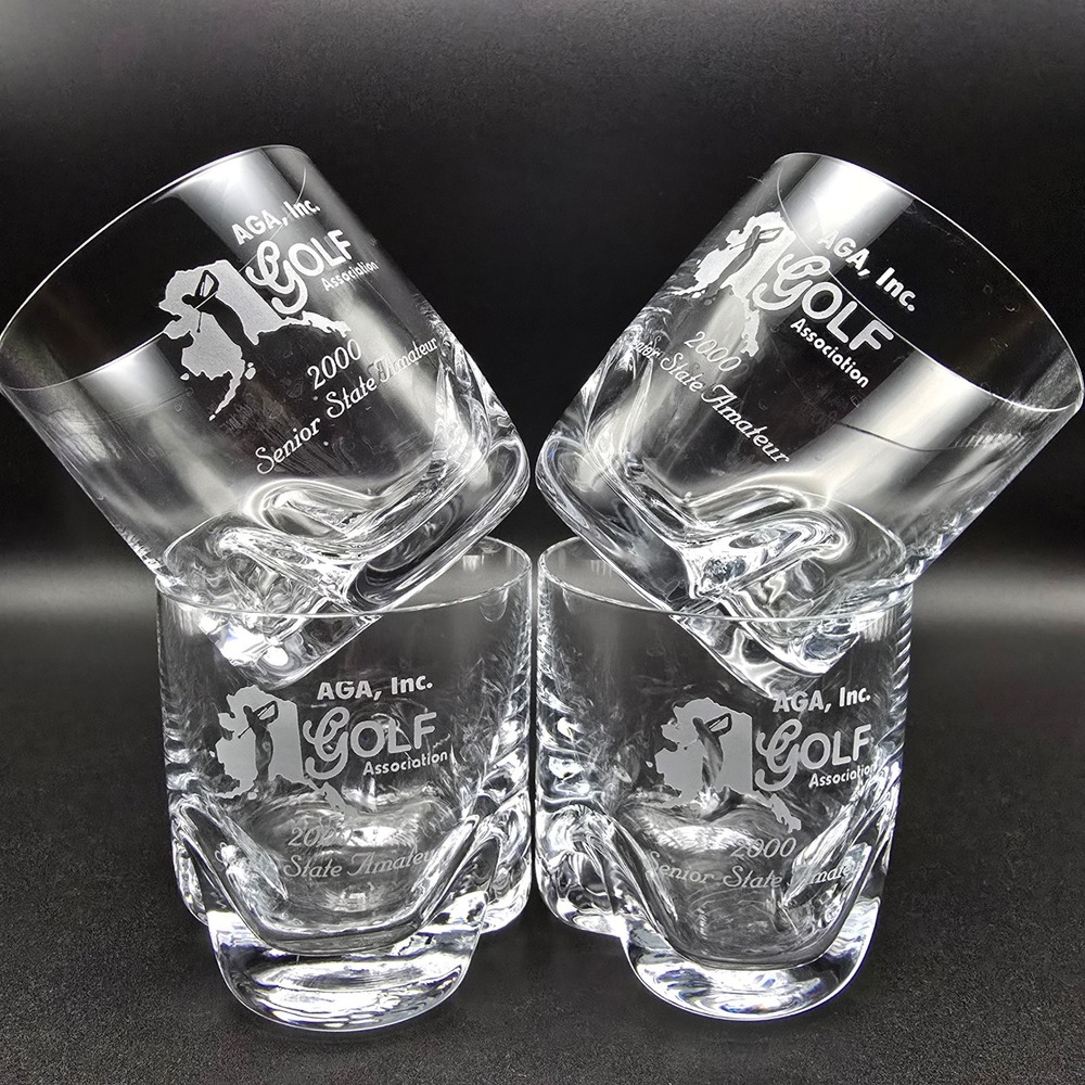 AGA Golf Association 2000 Senior State Amateur Whiskey Glasses Set of 4 Alaska